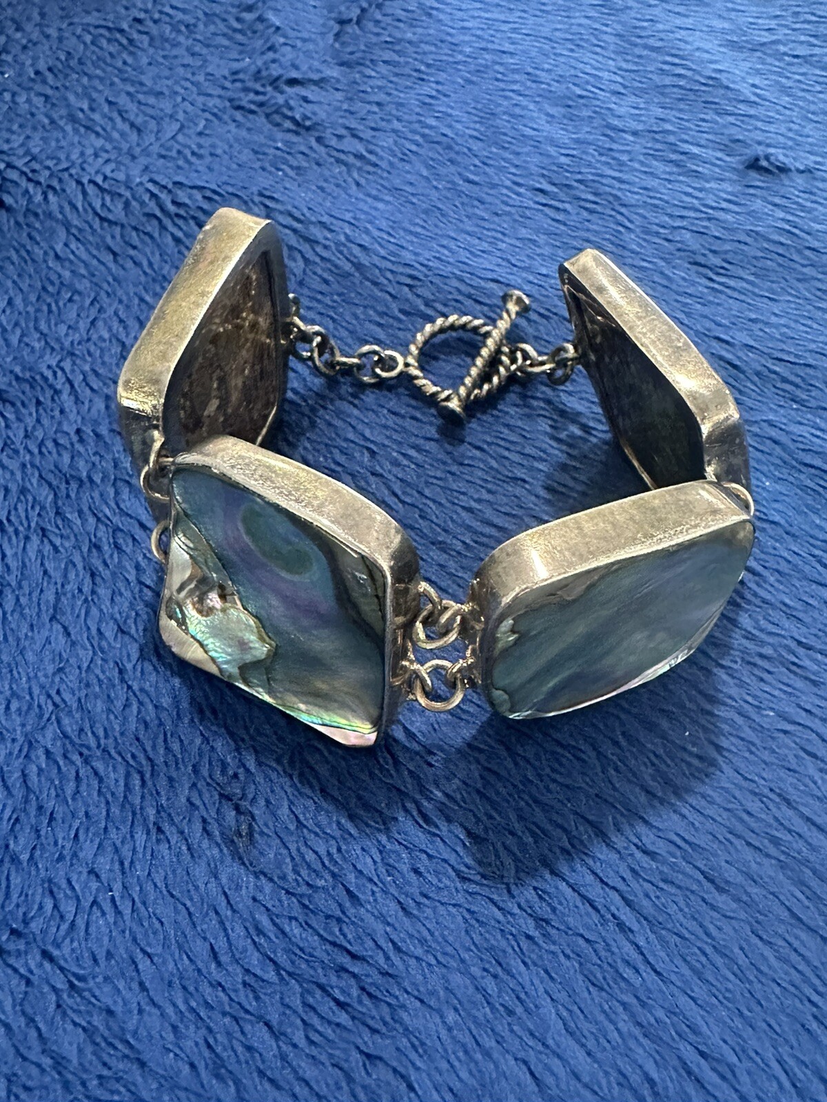 STERLING SILVER 925 ABALONE SHELL 8" TOGGLE BRACE… - image 11