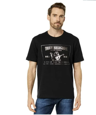 Tシャツ・カットソー [True Religion] TR World Tour T-Shirt White/Black True Religion Mens Short Sleeve Relaxed Srs Tee XXL Jet