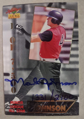 1995 Signature Rookies Old Judge MARK JOHNSON MLB Pirates AUTOGRAPH! #'d /2100