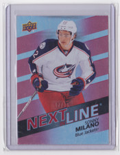 2016-17 UD OVERTIME NEXT IN LINE RED SP /25 SONNY MILANO #NL-9 BLUE JACKETS