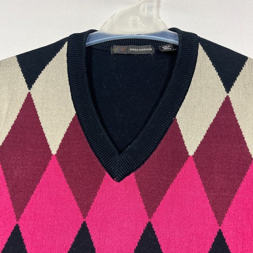 Greg Norman Golf Vintage Argyle Pullover V Neck Vest Gilet Mens Small S - Picture 3 of 11