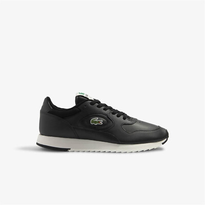 Lacoste Line Track Low Top Running Sneakers in Black and White