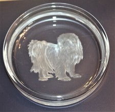 HOYA Japonia Kryształowa szklana podstawka na butelki Naczynie Matowe grawerowany pies w reliefie
