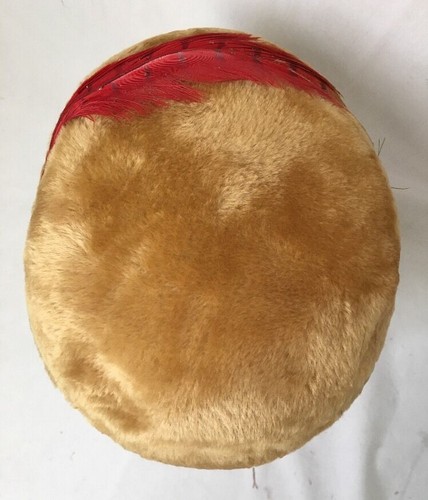 Vintage Carol Ann Faux Fur Hat Gold w Feather Czechoslovakia Ballet Peter Pan - 第 6/9 張圖片