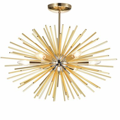 Champagne gold Brass Handcrafted 6 Light Sputnik Sphere Lovely Chandelier