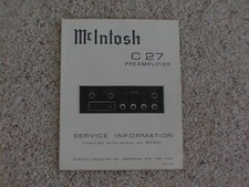 Vintage Original McIntosh C27 Service Manual. Good Condition.