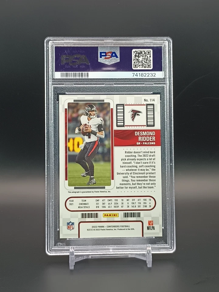 2022 Panini Contenders #114 Desmond Ridder Playoff Ticket Auto /99 PSA 10(POP 3) - Image 4 of 4