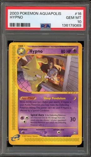 Pokemon Hypno Aquapolis NON Holo Rare #16 PSA 10 Gem Mint