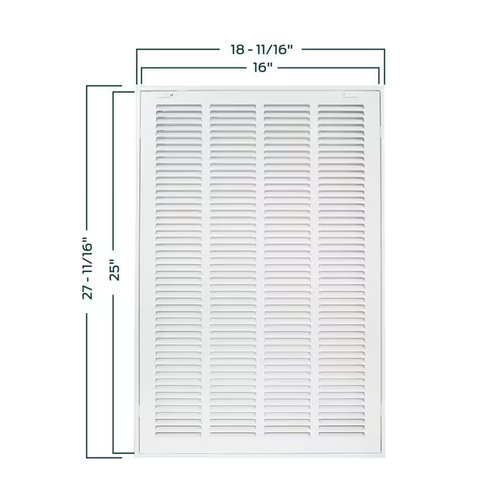 16 In. X 25 In. Steel Return Filter Grille, White