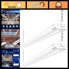 2 Pack 4FT Linkable LED Shop Lights - 4400lm Utility Fixture, 5000K Daylight, Pl