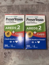 (2) Bausch + Lomb PreserVision AREDS 2 Eye Vitamins - 200 Softgels exp 8/2026