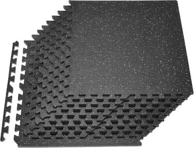 0.56Inch 48Sq.Ft 12 Tiles Gym Flooring for Home Gym, Rubber Top with High Densit