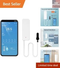 Rechargeable WiFi Temperature Sensor with External Probe for Freezer & Aquariums