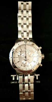 Tissot T-Sport PRS 200 Crono Steel Watch Silver Dial 40m 200m Swiss Full Set Box