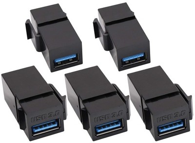 AAOTOKK USB 3.0 A Keystone Adapter Female to A 5 Pack, Black 