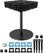 Multi Mic Holder with Mic Stand for 8 Mics - Square Desktop Microphone Stand for