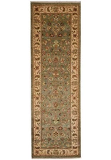 3.8 x 11.3 Handmade Chobi Peshawar Wide Runner Green #PIX-10295