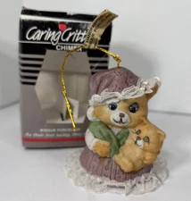 Vintage Jasco Caring Critter Chimers Bell Mother Cat &Sleeping Kitty Ornament 3"