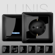 Steckdose Steckdosen Lichtschalter Taster Schuko Schalterprogramm LUNIS Schwarz