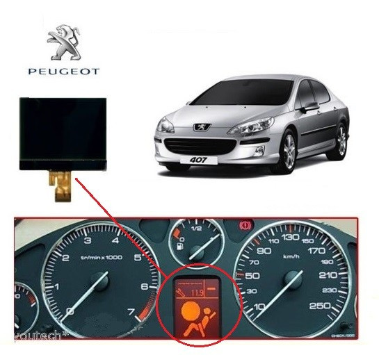Écran LCD Peugeot 407 SW pour réparer l'afficheur central ODB noir