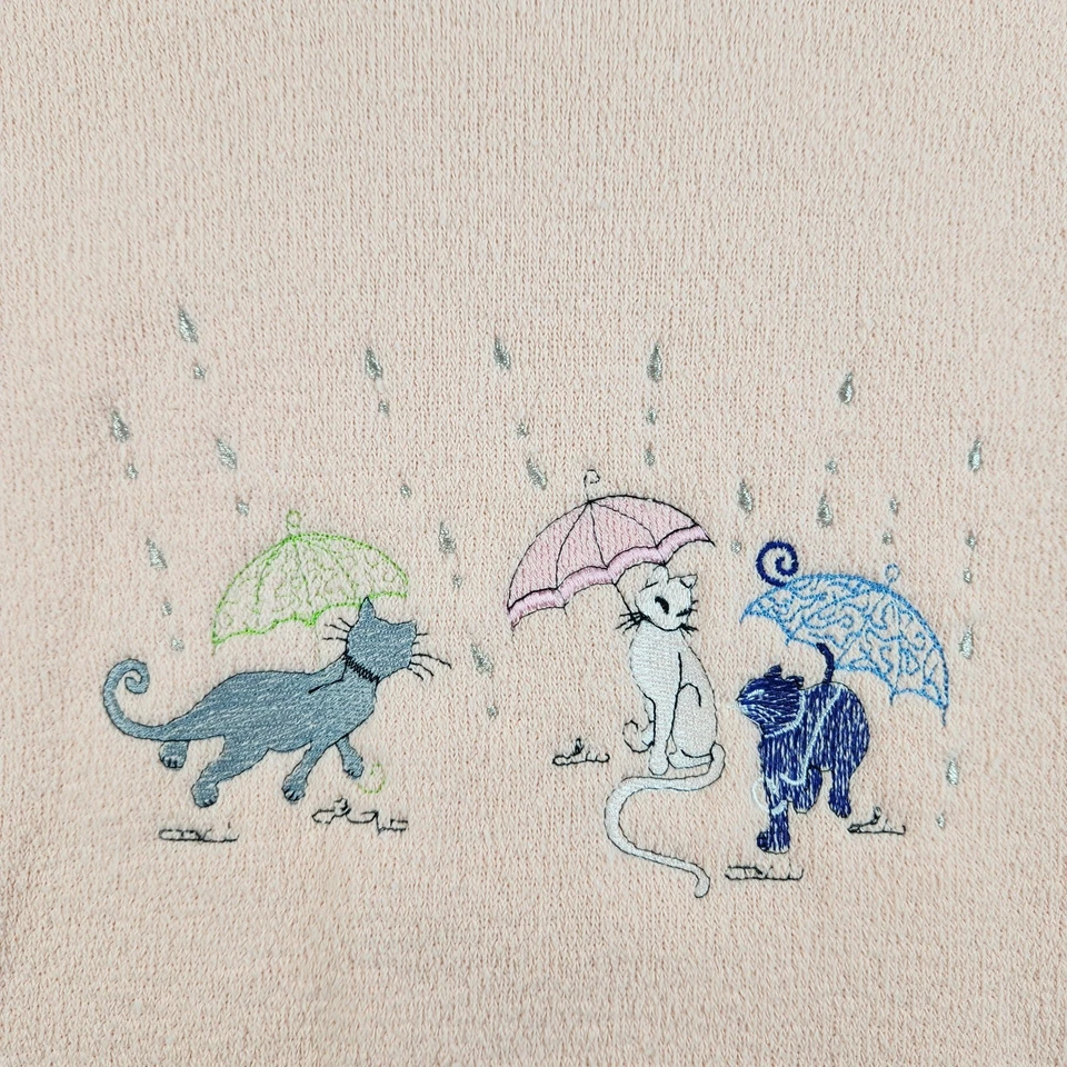 De Colección Gatos Paraguas Lluvia Sudadera Extra Grande Bordada Gatitos Grannycore EE. UU. Foto 4 de 4