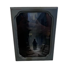 Vintage Upcycled Hand Painted Framed Halloween Spooky Art decor Grim Reaper