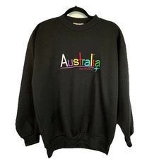 Vintage Melbourne Australia Sweatshirt Kangaroo 90s Black Embroidered Size M