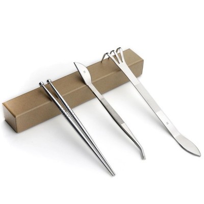 Bonsai Tools 3-Piece Alloy Steel Root Rake Hook Tweerzers Set (NBKG-01)