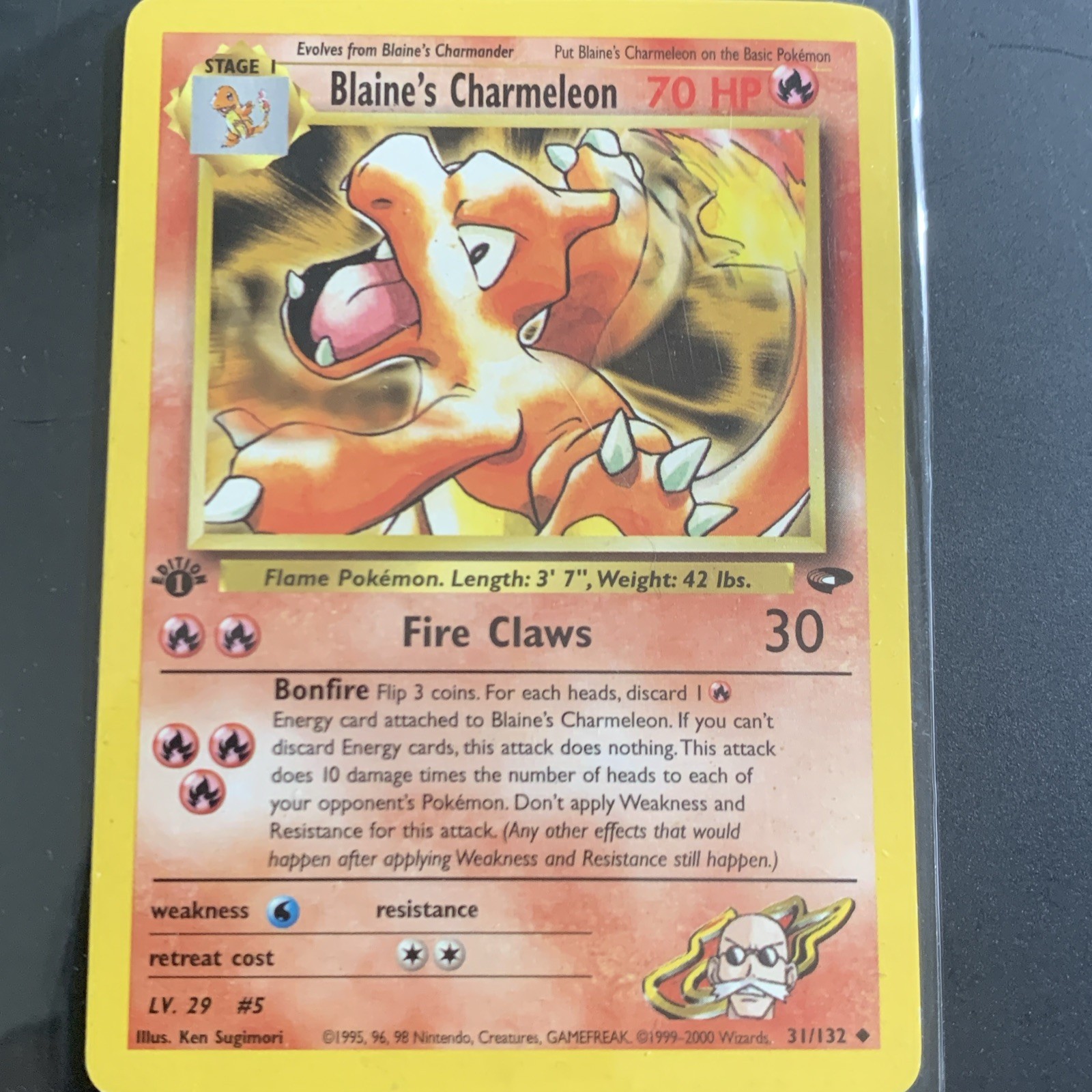 1995 Pokémon Blaine's Charmeleon 31/132 Gym Challenge Regular 1st Edition