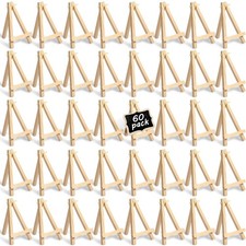 60 Pack 5 Inch Mini Easel Wood Display Artist Small Wooden Easel Stand Art Cr...