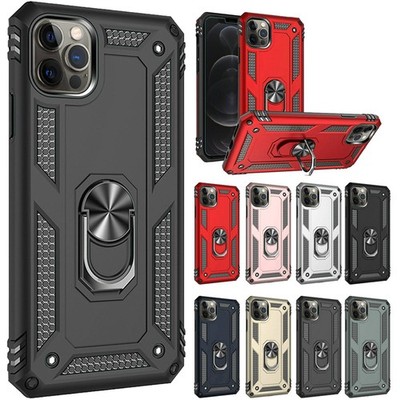 For iPhone 16e/17e Case Ring Metal Kickstand Protective Hybrid + Tempered Glass