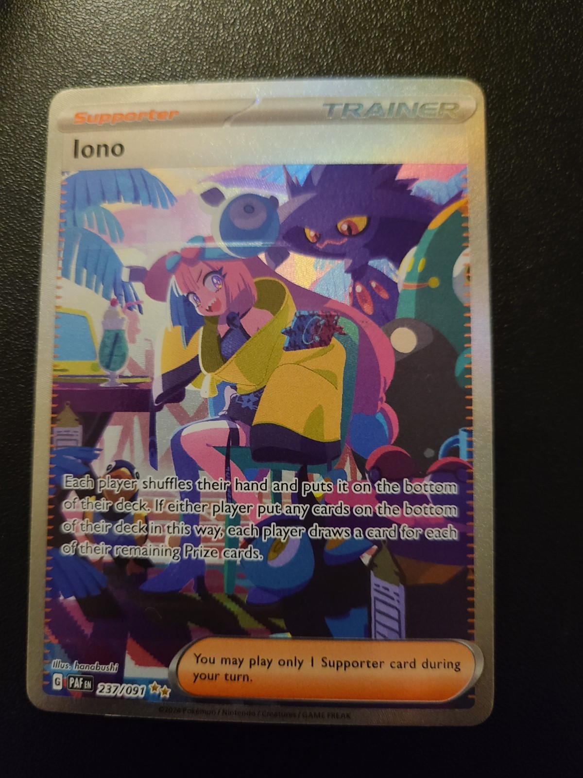Pokémon TCG Iono SV Paldean Fates Full Art Holo Trainer Card 237/091