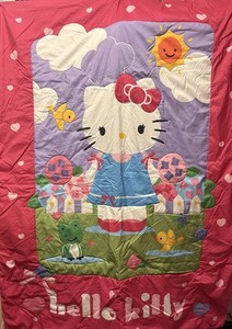 4 Piece Pink Toddler Bedding Set Hello Kitty (Comforter, Sheets and Pillowcase)