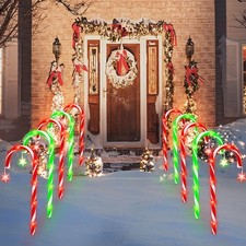10 Pack 21in Christmas Candy Cane Lights, Pathway Lights Waterproof Christmas...