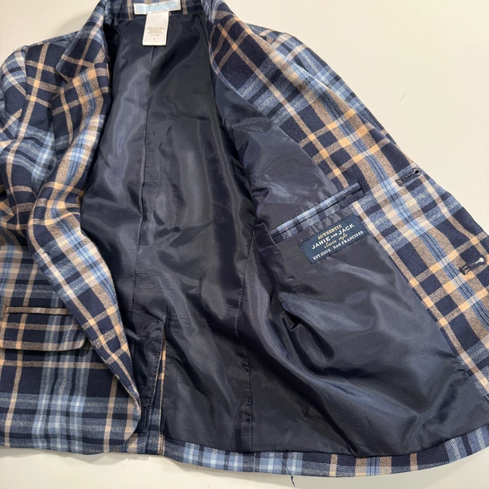 Chaqueta Blazer Janie and Jack a Cuadros Niños Pequeños 3 Lana Abrigo Deportivo Azul Tostado Foto 3 de 4