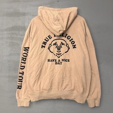 True Religion World Tour Buddha Have a Nice Day Tan Hoodie Sweatshirt XXL