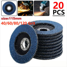 20 Pieces Flap Disc 115mm Abrasive Sanding Grinding Wheel 40 60 80 120 Grit UK!