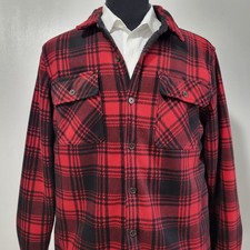 Buffalo David Bitton Men's Flannel Shirt Jacket Fleece Lined Sz L Red Plaid