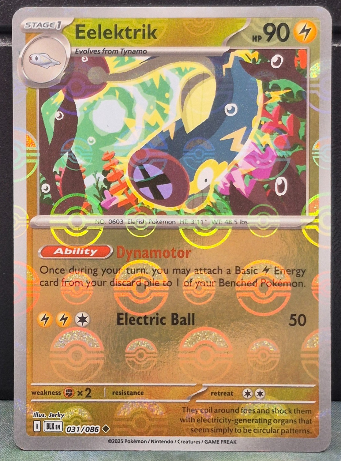 Eelektrik 031/086 Poke Ball Pattern Reverse Holo Black Bolt Pokemon Near Mint NM