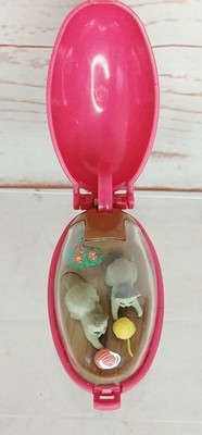 Vintage 1993 TAKARA rosa Tasche Tier Schlüsselanhänger Schlüsselring Kätzchen Katzen Wolle