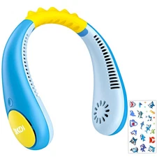 Kids Neck Fan with Shark Sticker, Bladeless Fan for Kids, Safe Portable Recha...