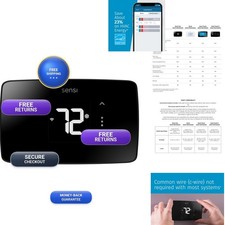 Sensi Lite ST25 Smart Thermostat WiFi Works With Alexa Programmable Black