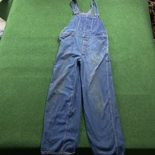 Vintage 50S 60S Sears Overalls Mens 34 Blue Denim Work Farm Bibs 34x31 USA MADE