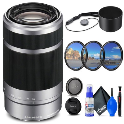 Sony E 55-210mm f/4.5-6.3 OSS Lens  + Filter Kit + Cap Keeper + Cleaning Kit