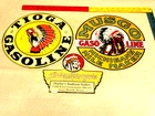 VINTAGE PORCELAIN SIGN LOT OF 3 MUSGO INDIAN MOTORCYCLE TIOGA CHIEF GASOLINE OIL