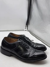Johnston & Murphy Shoes Mens Size 10 Black Cap Toe Oxford Brogue Leather Dress