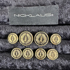 Nicklaus Set of 8 Black  Brass Toned Replacement Metal Shank Blazer Buttons (#8)