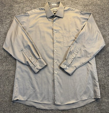 Van Heusen Lux Sateen Gray Dress Shirt Men s Size 16.5 34/35 Long Sleeve