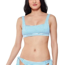 Jessica Simpson Womens Striped Tie Front Swim Top Separates