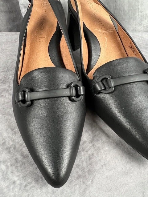 Gentle Souls de Kenneth Cole Dionne Tacón con Cordones de Cuero Negro Talla 6.5 Foto 4 de 4